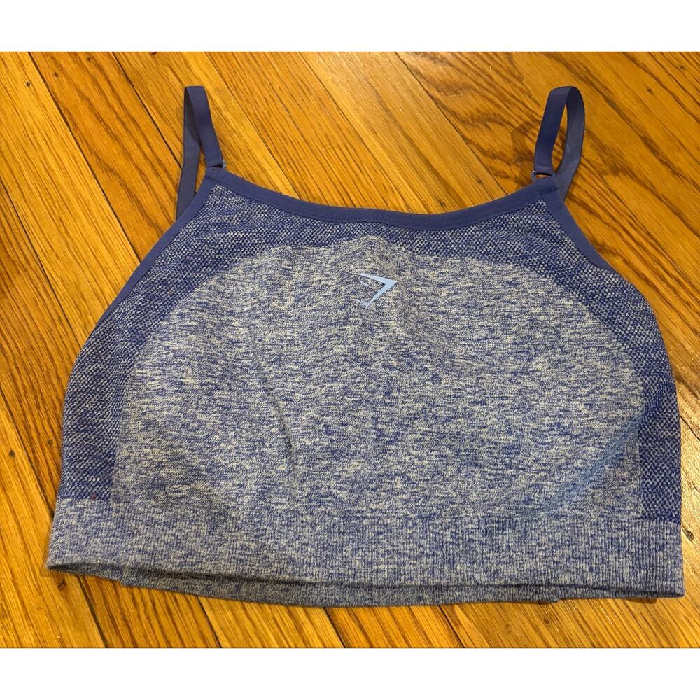 Gymshark Women’s Small Seamless Sports Bra Blue Marl Padded Athletic Activewear